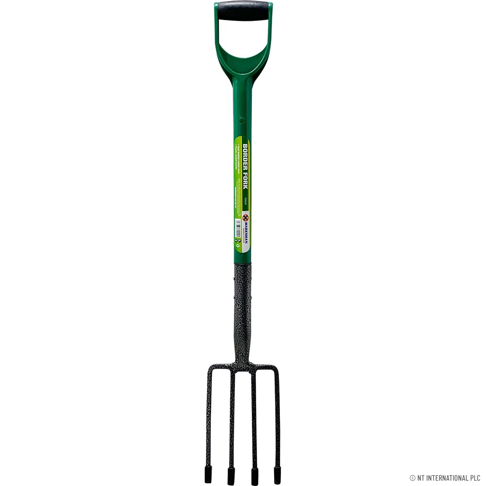 Garden Border Digging Fork - Gardening Hand Tool Carbon Steel 4 Tooth Handle Heavy Duty | Cultivating All Types Of Soil | Garden Pitchfork Tool For Gardening Digging