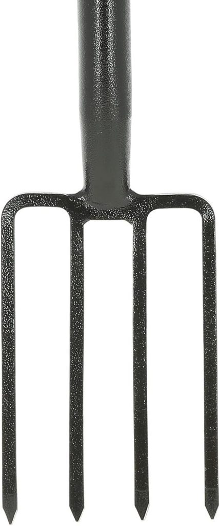 Heavy Duty Garden Border Digging Fork 4 Prong Carbon Steel Lightweight D Handle