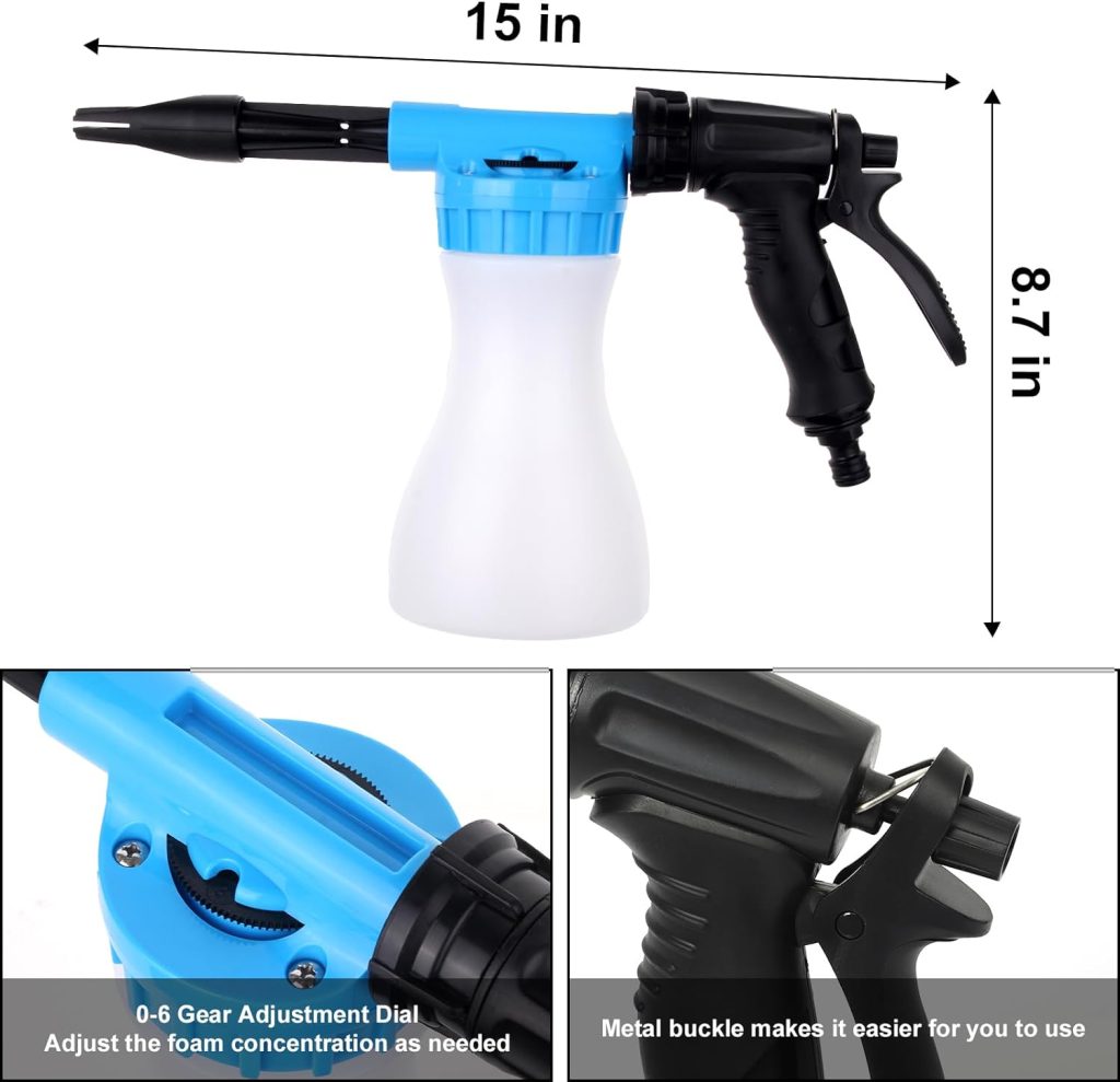 GALAXYER Snow Foam Gun Sprayer, 900ml Adjustable Car Cleaning Foam Lance, Garden Watering Tool Fit Universal Garden Hose, Foam Sprayer for Car House Washing Garden Watering