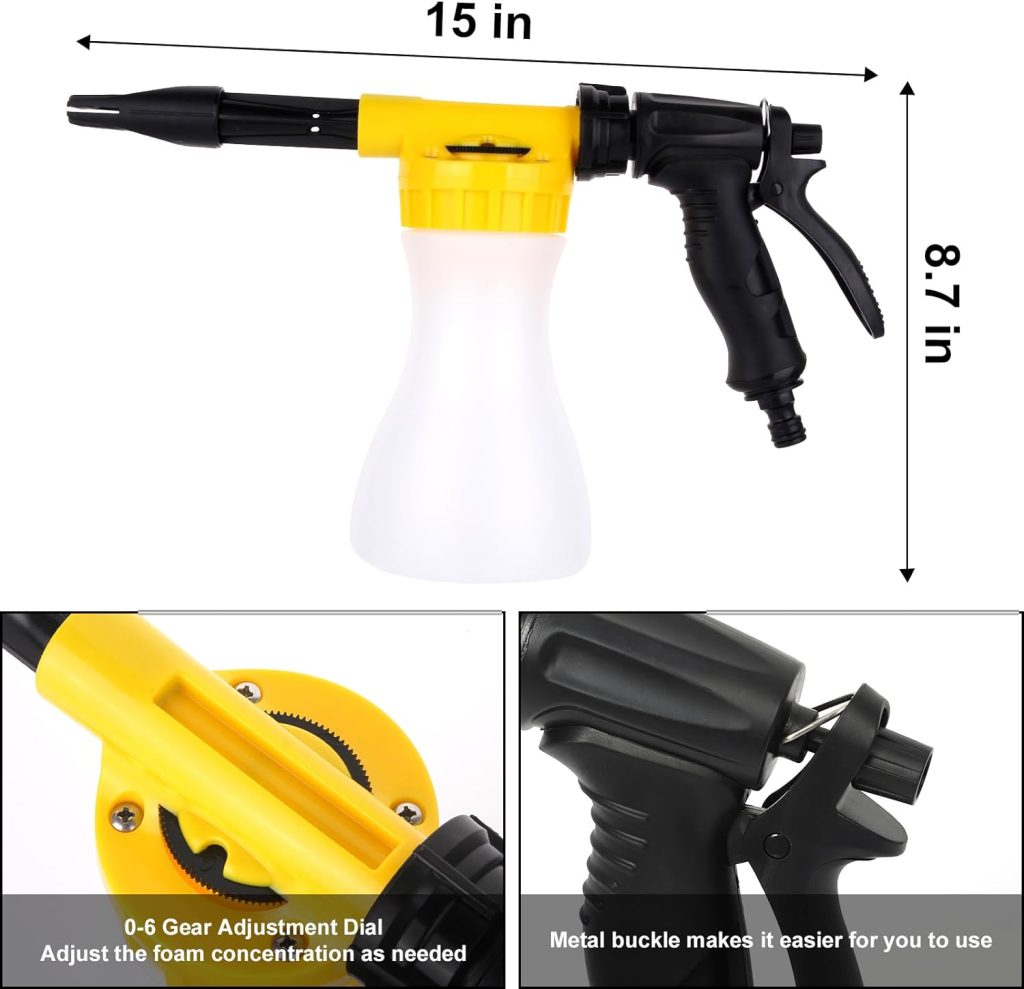 GALAXYER Snow Foam Gun Sprayer, 900ml Adjustable Car Cleaning Foam Lance, Garden Watering Tool Fit Universal Garden Hose, Foam Sprayer for Car House Washing Garden Watering