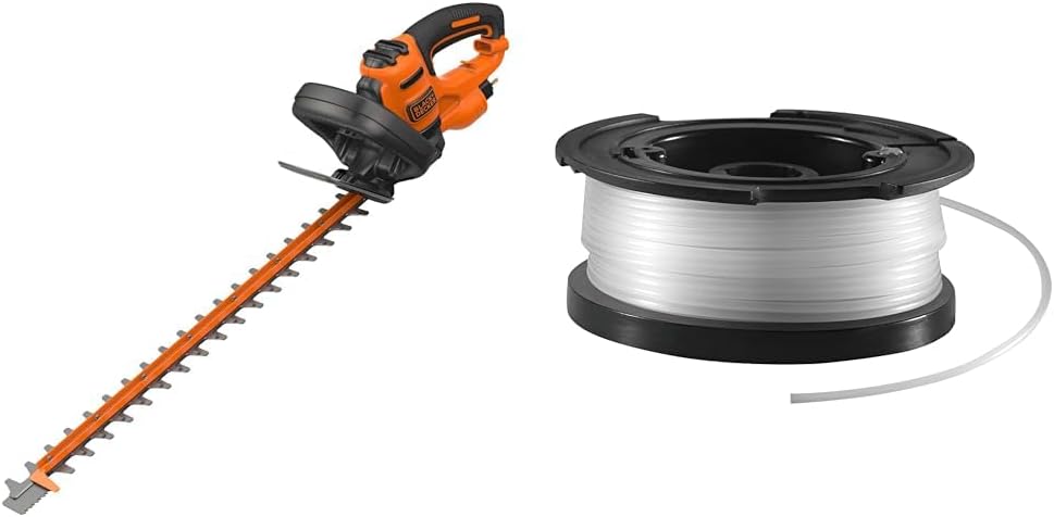 BLACK+DECKER Electric Hedge Trimmer, 600W, 60cm Dual Action Asymetric Steel Blades, 35cm, BEHTS501-GB