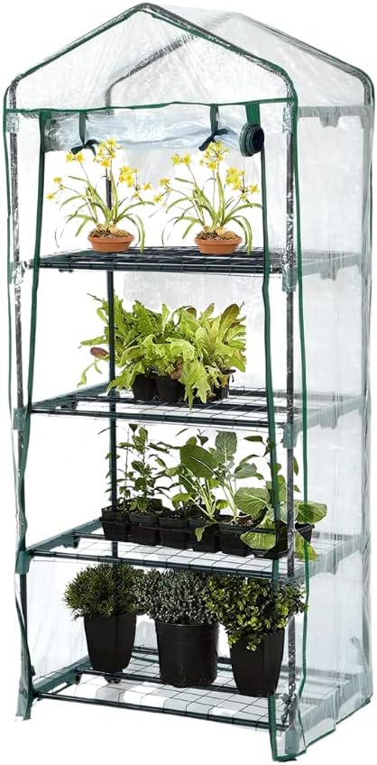 Garden Mile Premium 4 Tier Greenhouse Clear 130cm Tall 4 Shelves Garden Outdoor Gardening Grow your own plants. Plant Protection Waterproof Weatherproof Free Standing Staging Protection