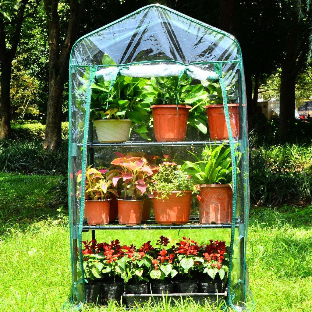 Display4top Mini Greenhouse,Small Plant Greenhouses,With Transparent Plastic PVC Cover, Indoor outdoor tent garden greenhouse (68 x 48 x 158cm)