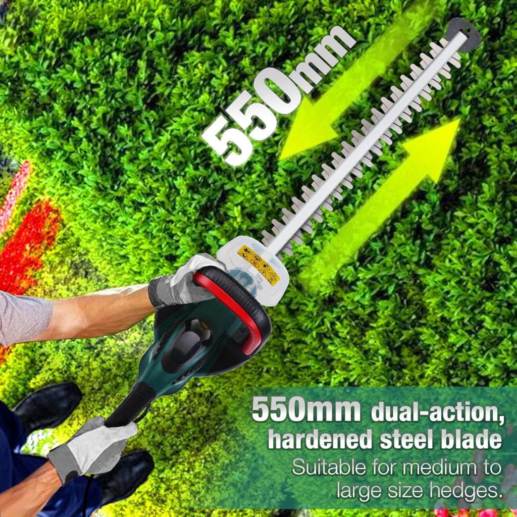 POSENPRO 600W Corded Electric Hedge Trimmer Pruner, 550mm Electric Hedge Cutter, Bush Tree Cutter, Corded Garden Cutting  Trimming Hedge, 6m Cable