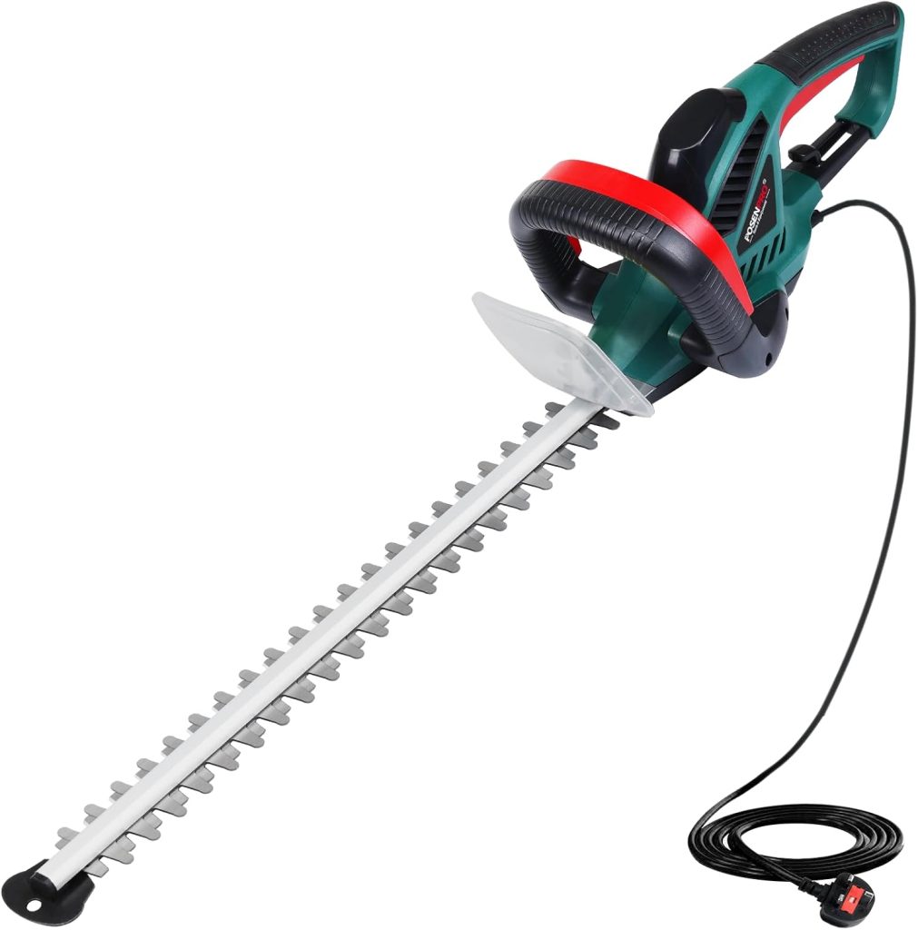 POSENPRO 600W Corded Electric Hedge Trimmer Pruner, 550mm Electric Hedge Cutter, Bush Tree Cutter, Corded Garden Cutting  Trimming Hedge, 6m Cable