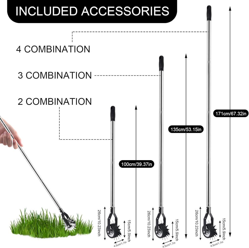 Edger Lawn Tool Long Handle,Manual Lawn Edger with Saw-Tooth,Bending-Free Lawn Edging Tool with Adjustable Handle Length,Garden  Allotment Grass Edger for Grass That Borders a Sidewalk,Driveway,Yard