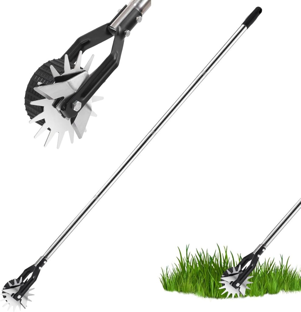 Edger Lawn Tool Long Handle,Manual Lawn Edger with Saw-Tooth,Bending-Free Lawn Edging Tool with Adjustable Handle Length,Garden  Allotment Grass Edger for Grass That Borders a Sidewalk,Driveway,Yard