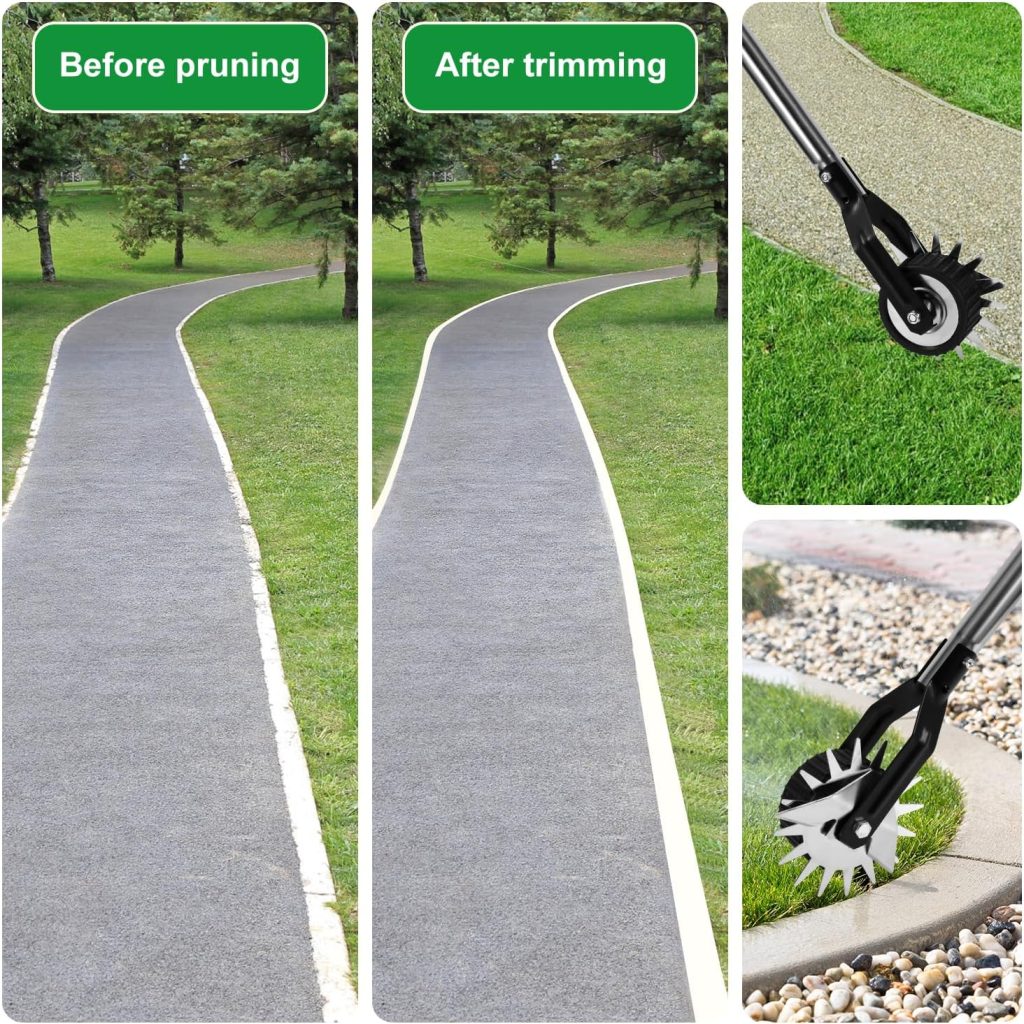 NQEUEPN Wheel Rotary Edger Lawn Tool, 47.24 Inch Hand Manual Lawn Edger Stainless Steel Grass Shears Edger for Garden Yard to Make Sidewalk Clean