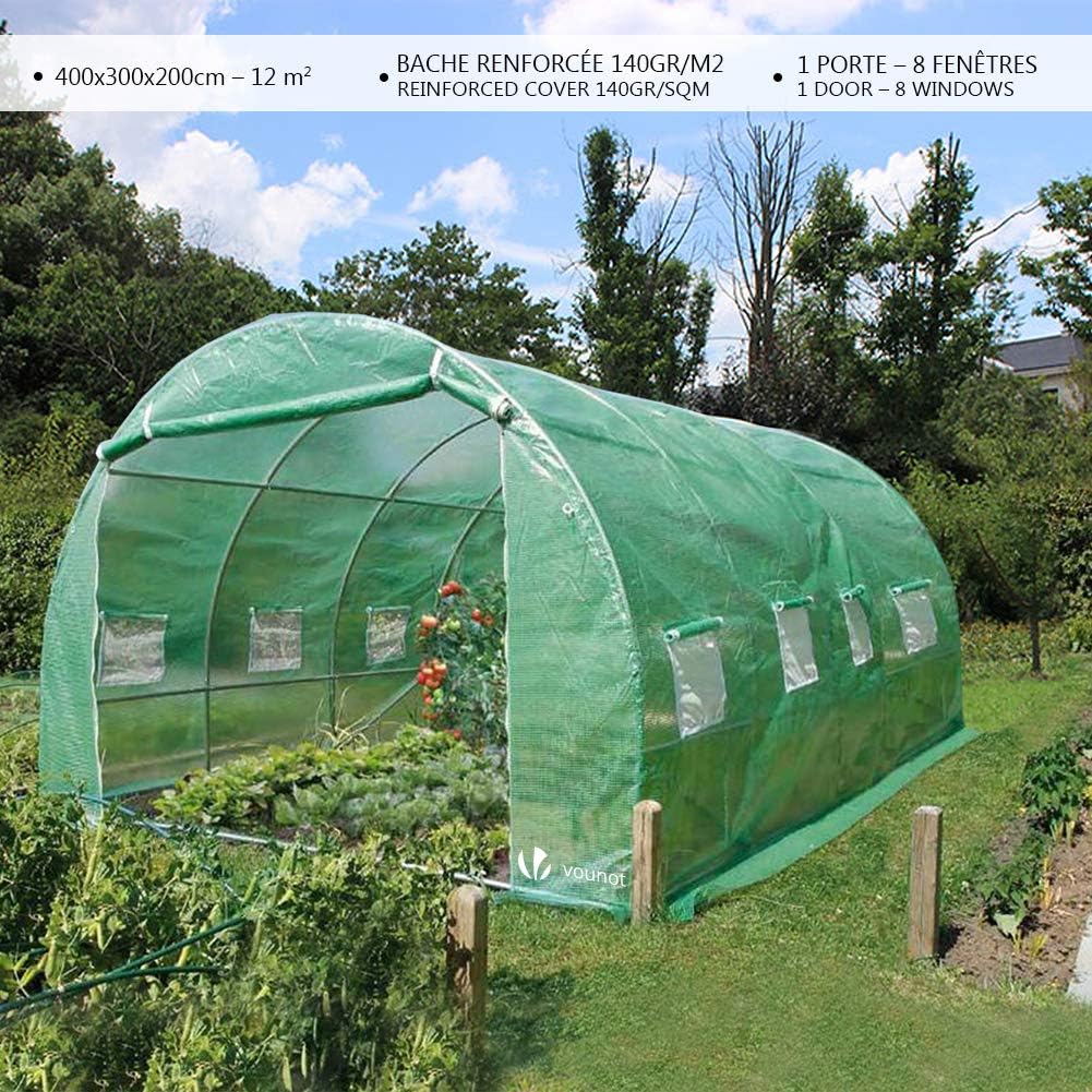 VOUNOT Polytunnel Greenhouse 3x2x2m 6m² Poly Tunnels Gardening Walk In Pollytunnel Tent with Steel Frame